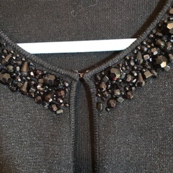 Escapade NWOT Sparkly Black Beaded Bolero Jacket Long Sleeves Large L Prom - Picture 1 of 5